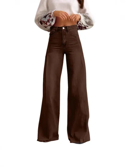 Women Fashion Casual Retro Wide Leg Jeans