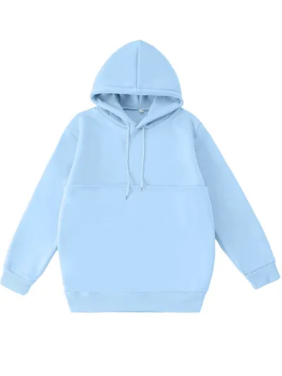 Women Fashion Casual Autumn And Winter Solid Color Fleece Long Sleeve Pet Pocket Hoodies