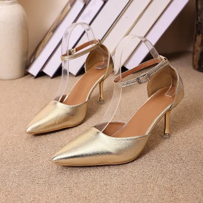 Women Fashion Sexy Solid Color Pointed-Toe Stiletto Heel Shoes