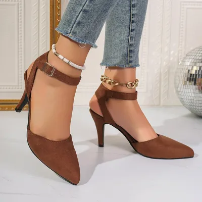 Women Fashion Sexy Solid Color Pointed Toe High Heels Shoes