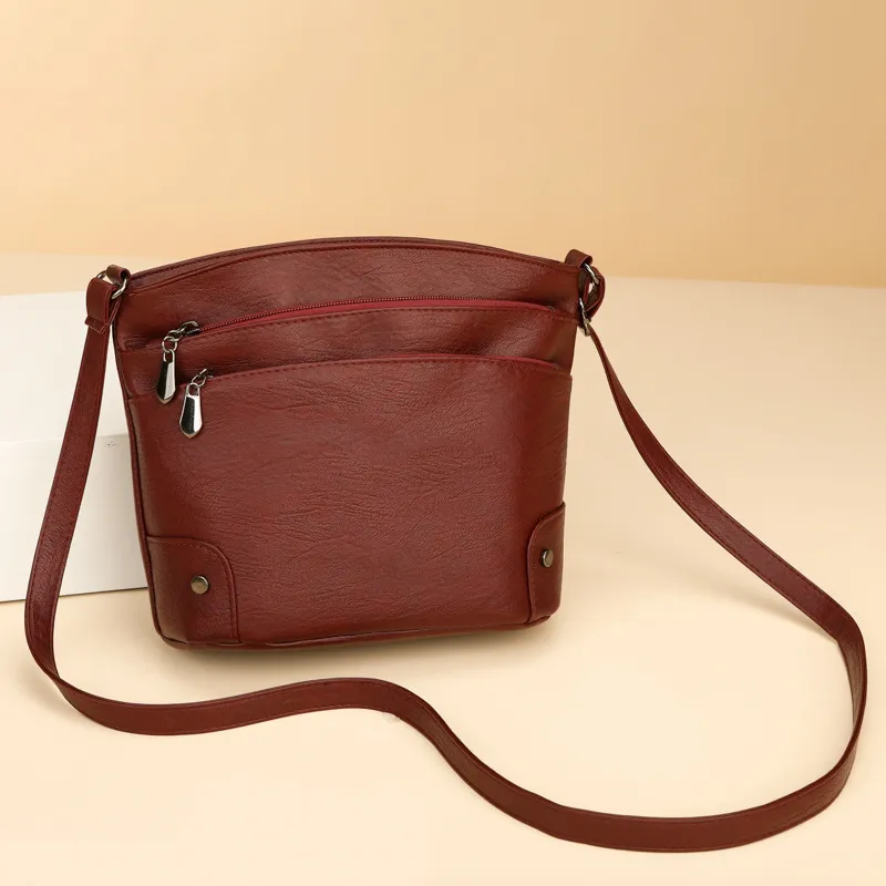 Women Fashion Casual Retro Solid Color Shoulder Bag