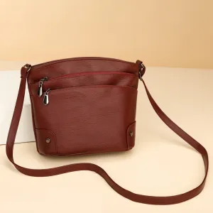 Women Fashion Casual Retro Solid Color Shoulder Bag
