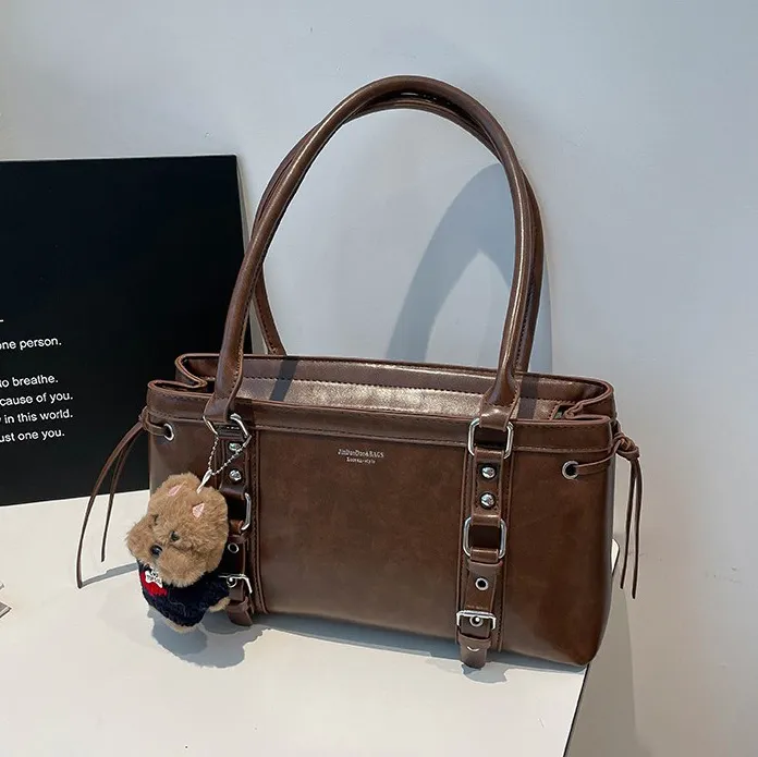 Women Fashion Casual Retro Solid Color Shoulder Bag
