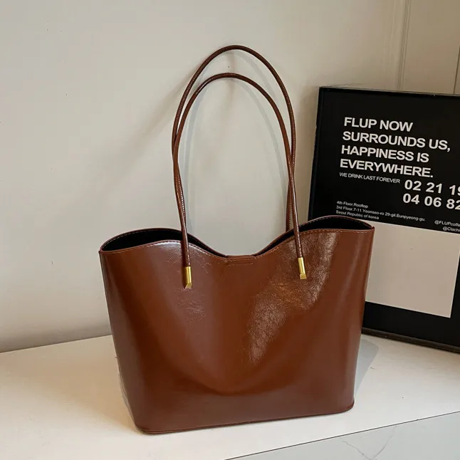Women Fashion Casual Solid Color Bucket Shoulder Bag