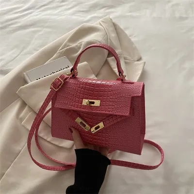 Women Fashion Casual Retro Crocodile Pattern Square Shoulder Bag