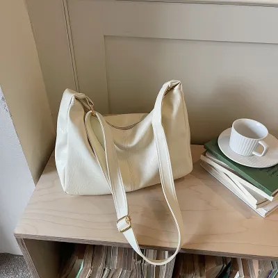 Women Fashion Casual Simple Solid Color Large-Capacity Shoulder Bag
