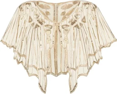 Women Fashion Elegant Solid Color Sequins Hollow-Out Dress Shawl