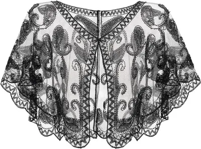 Women Fashion Elegantsolid Color Sequins Shawl