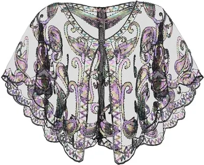 Women Fashion Elegantsolid Color Sequins Shawl