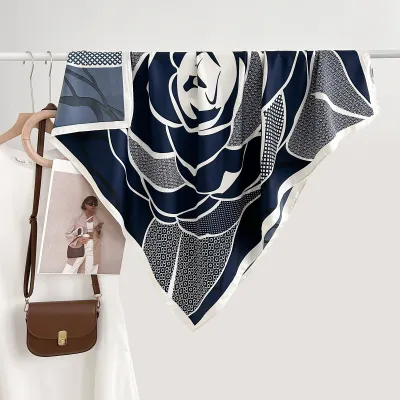 Women'S Fashion Creative Flower Printed 90 Square Scarf