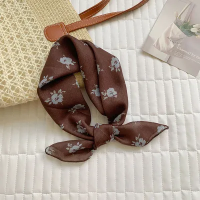 Women Fashion Casual Cotton Linen Printed Silk Small Square Scarf
