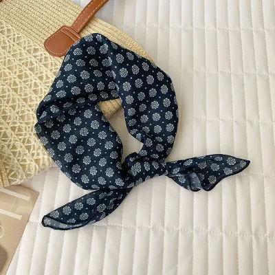 Women Fashion Casual Cotton Linen Printed Silk Small Square Scarf