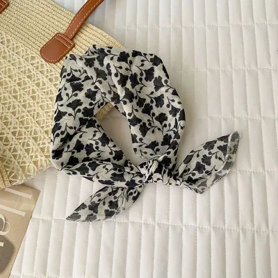 Women Fashion Casual Cotton Linen Printed Silk Small Square Scarf