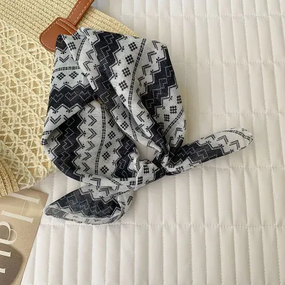 Women Fashion Casual Cotton Linen Printed Silk Small Square Scarf
