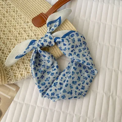 Women Fashion Casual Cotton Linen Printed Silk Small Square Scarf