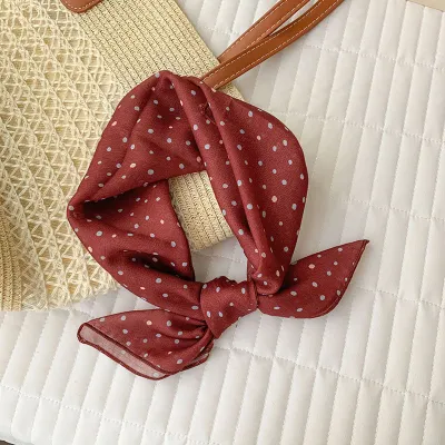 Women Fashion Casual Cotton Linen Printed Silk Small Square Scarf