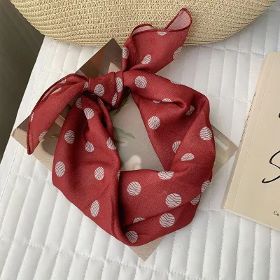 Women Fashion Casual Cotton Linen Printed Silk Small Square Scarf