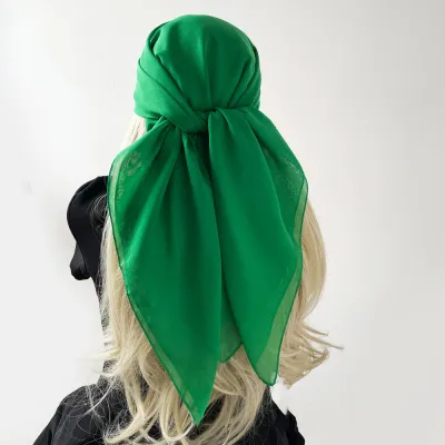 Women Fashion Casual Solid Color Chiffon Square Silk Hijab Scarf