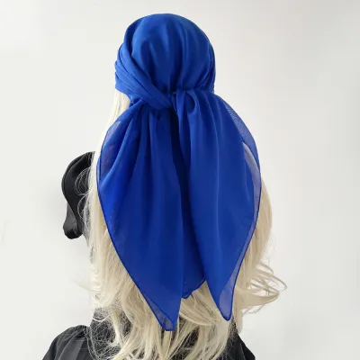 Women Fashion Casual Solid Color Chiffon Square Silk Hijab Scarf