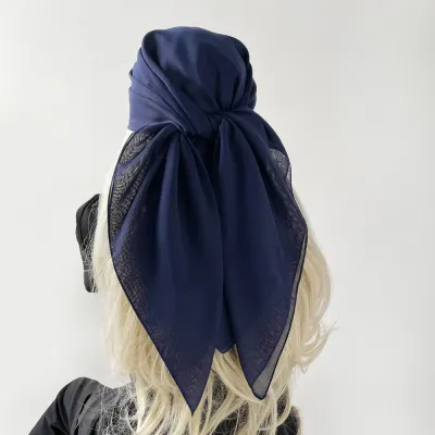 Women Fashion Casual Solid Color Chiffon Square Silk Hijab Scarf