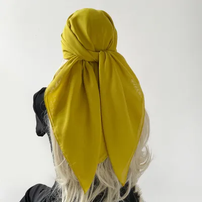 Women Fashion Casual Solid Color Chiffon Square Silk Hijab Scarf