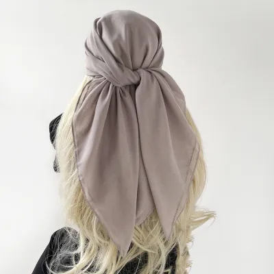 Women Fashion Casual Solid Color Chiffon Square Silk Hijab Scarf