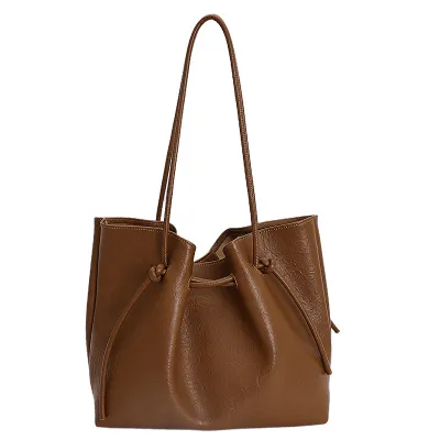 Women Fashion Casual Simple Solid Color Large-Capacity Shoulder Bag