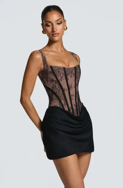 Women Fashion Sexy Elegant Lace Patchwork Sleeveless Slim Fit Party Dress