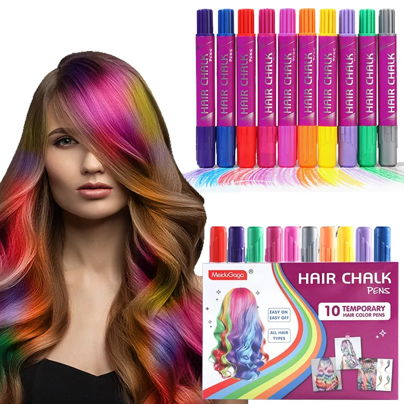Fashion 10 Color Water Soluble Hair Coloring Stick Washable Colorful Stick