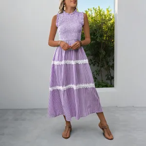 Women Fashion Casual Summer Stripe Sleeveless Dress