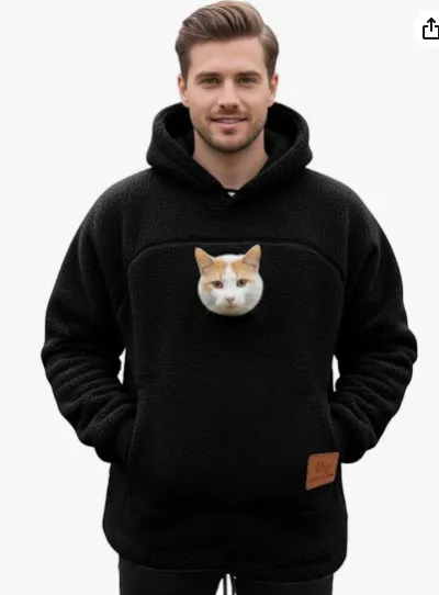 Fashion Casual Solid Color Autumn Winter Fleece Warm Drawstring Long-Sleeve Loose Pet Pocket Hoodies