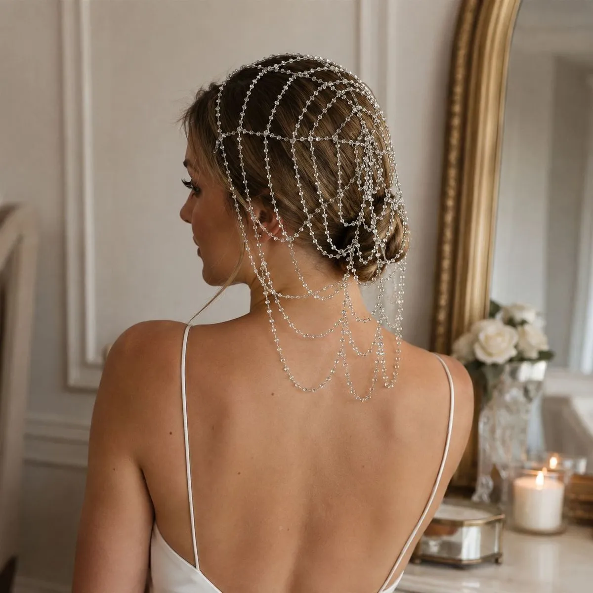 Women Fashion Mesh Beads Chain Bride Accessories