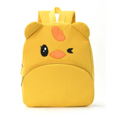 Kids Fashion Cute Cartoon Corduroy Large Capacity Backpack