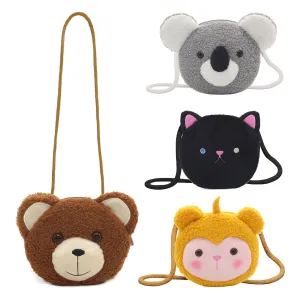 Kids Fashion Cute Plush Bear Cat Crossbody Bag