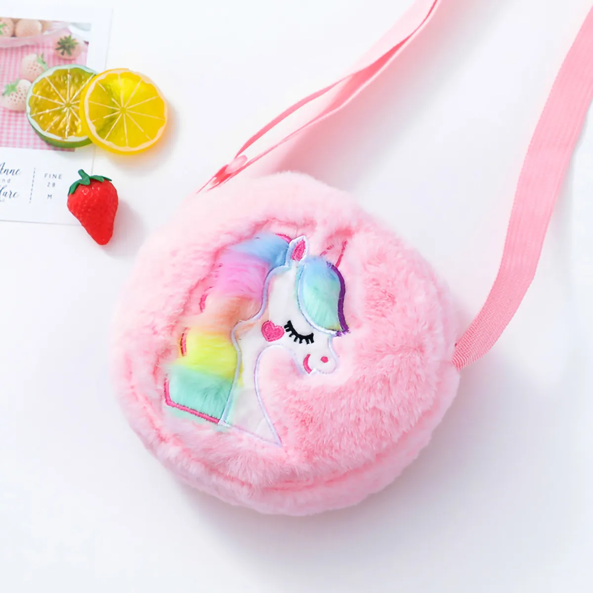 Kids Girls Fashion Cute Plush Unicorn Crossbody Bag