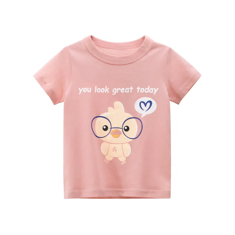 Kids Girls Fashion Cartoon Summer Printed Short-Sleeved T-Shirt