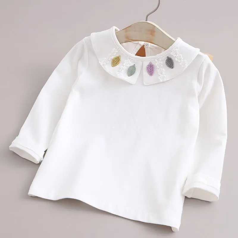 Girl'S Fashion Casual Spring And Autumn Lapel Collar Long Sleeve T-Shirt