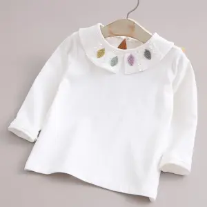 Girl'S Fashion Casual Spring And Autumn Lapel Collar Long Sleeve T-Shirt