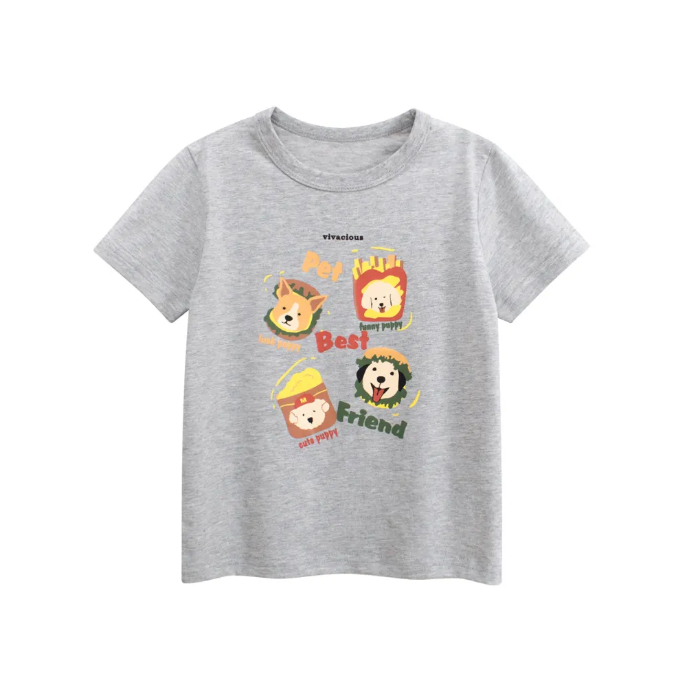 Kids Girls Fashion Casual Summer Cartoon Printed Short Sleeve T-Shirt