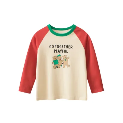 Kids Girls Fashion Casual Autumn Bear Printed Long Sleeve T-Shirt