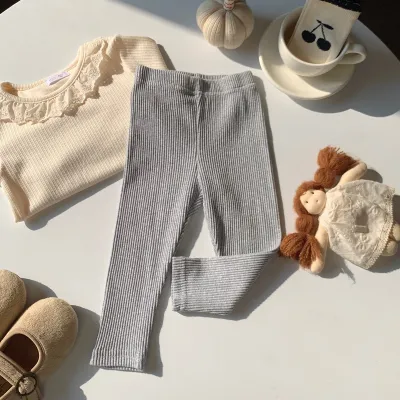 Kids Girls Fashion Casual Simple Spring And Autumn Slim-Fit Stretch Pants
