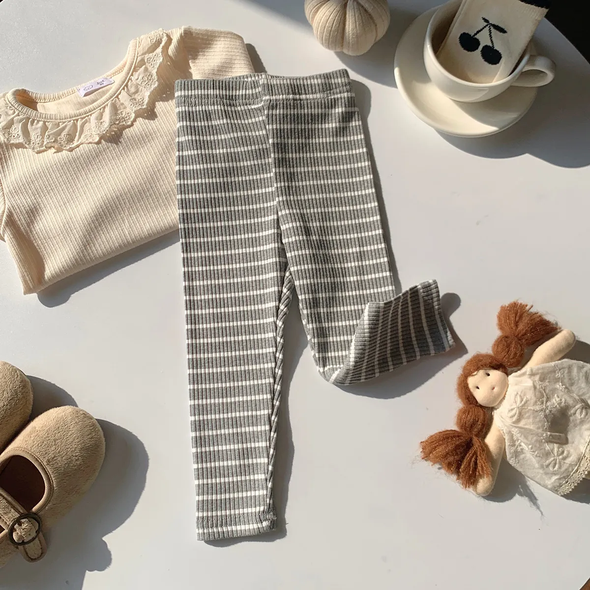 Kids Girls Fashion Casual Simple Spring And Autumn Slim-Fit Stretch Pants