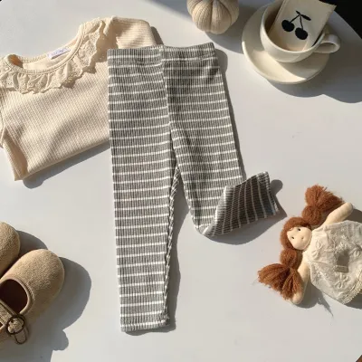 Kids Girls Fashion Casual Simple Spring And Autumn Slim-Fit Stretch Pants