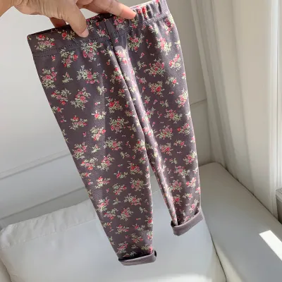 Kids Girls Fashion Casual Spring And Autumn Printed Cotton Slim-Fit Stretch Pants