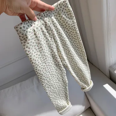 Kids Girls Fashion Casual Spring And Autumn Printed Cotton Slim-Fit Stretch Pants