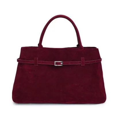 Women Fashion Casual Retro Autumn Solid Color Suede Handbag