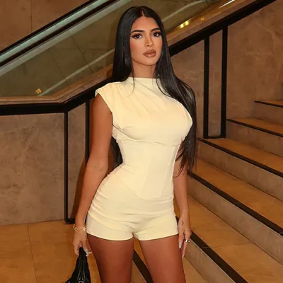 Women Fashion Sexy Summer Solid Color Sleeveless Slim Rompers