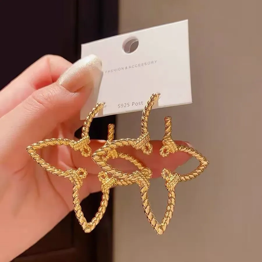 Women Fashion Exaggerated Hollow Floral Earrings