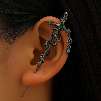 Women Fashion Exaggerated Punk Spirit Snake Winding Earrings