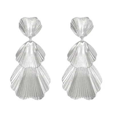 Women Fashion Exaggerated Leaves Floral Alloy Earrings